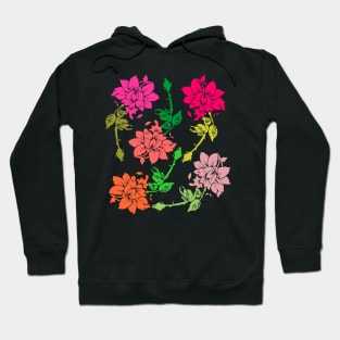 Rose Floral Line Art Pattern Hoodie